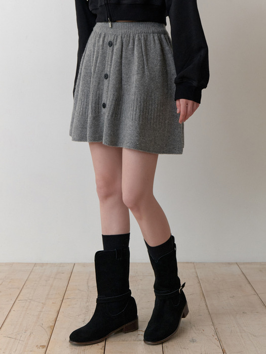 Mandarin knit skirt (gray)