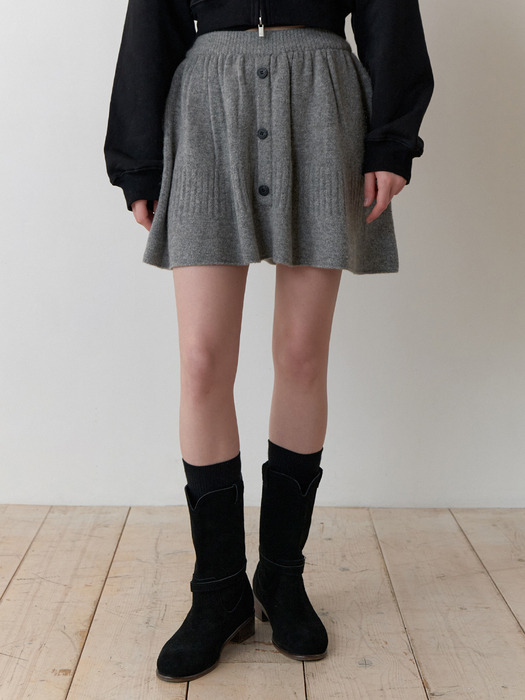 Mandarin knit skirt (gray)