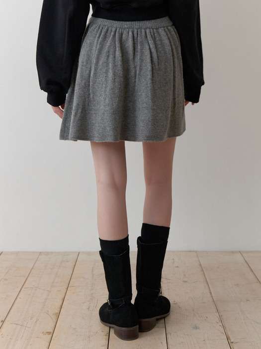 Mandarin knit skirt (gray)