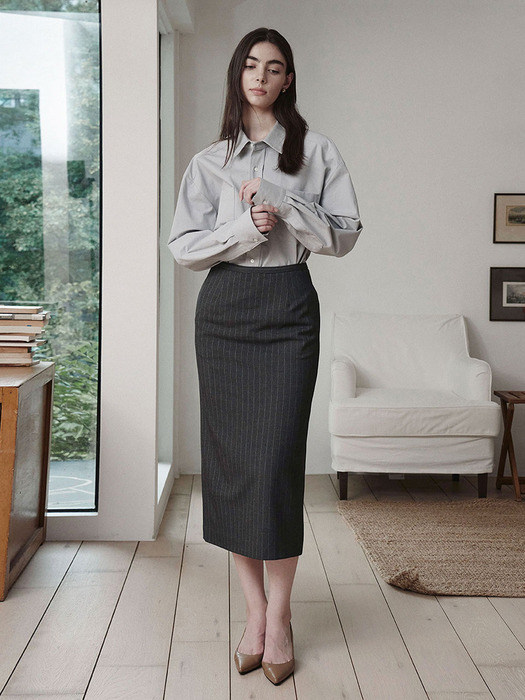 스트라이프 스커트 차콜 STRIPE SKIRT CHARCOAL