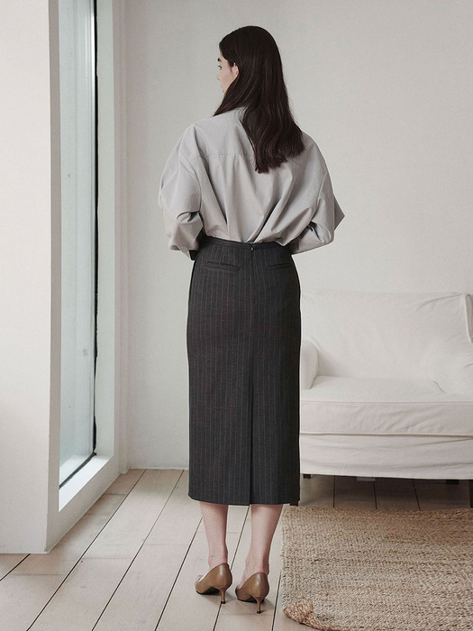 스트라이프 스커트 차콜 STRIPE SKIRT CHARCOAL