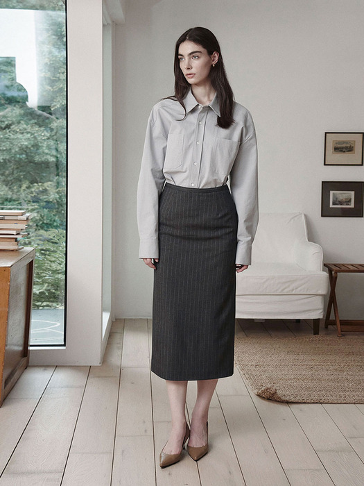 스트라이프 스커트 차콜 STRIPE SKIRT CHARCOAL