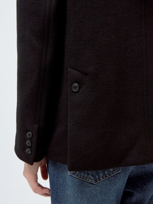 wool blended classic jacket - black