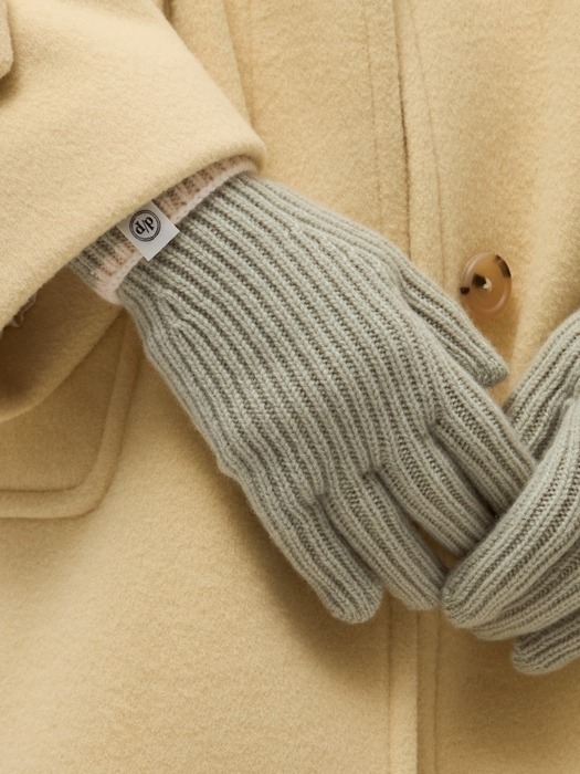 line knit gloves - smoke green