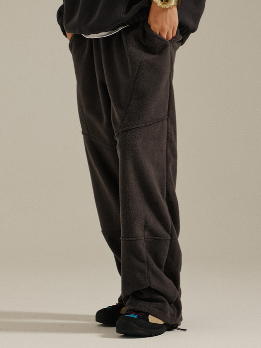 Fleece String Wide Pants Charcoal