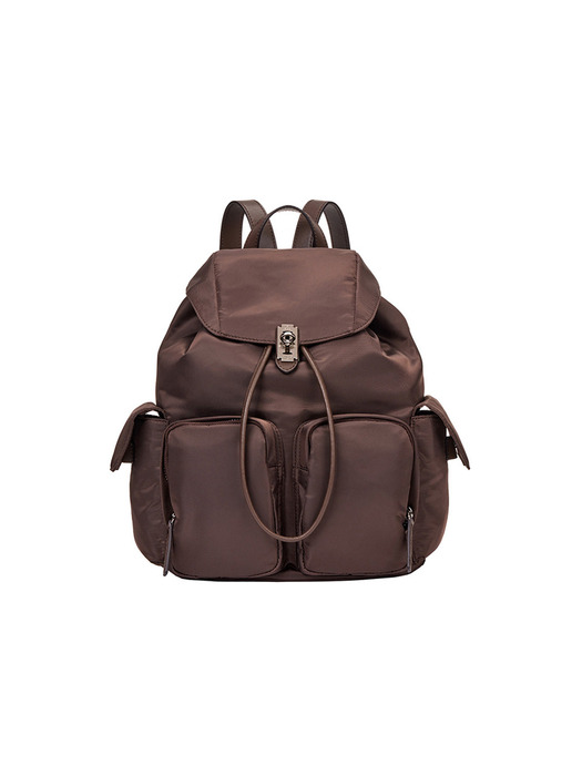 Hey Double Pocket Backpack M (헤이 더블 포켓 백팩 미듐) Choco Brown