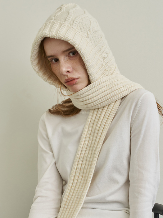 Wool knit muffler balaclava, Esme_3 colors