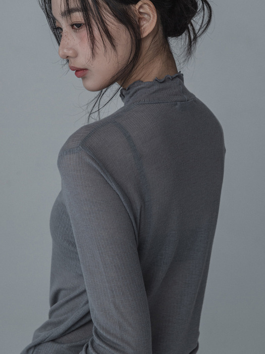 [단독]SEE-THROUGH SHIRRING TSHIRT_GRAY