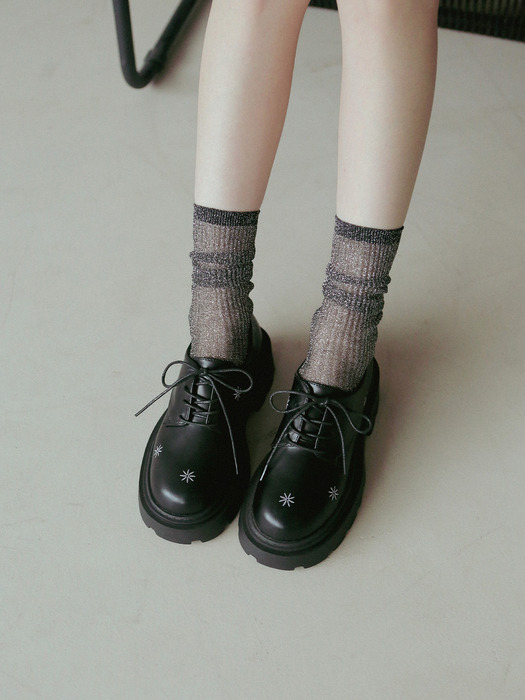 [리퍼브]rfb7078 platform flower loafers _ black