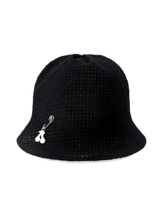 LACE CHERRY HAT BLACK