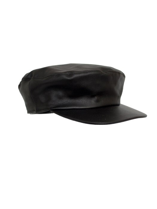 CLASSIC NEWSBOY CAP_LEATHER BLACK