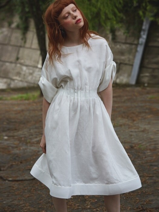  lady linen dress_white