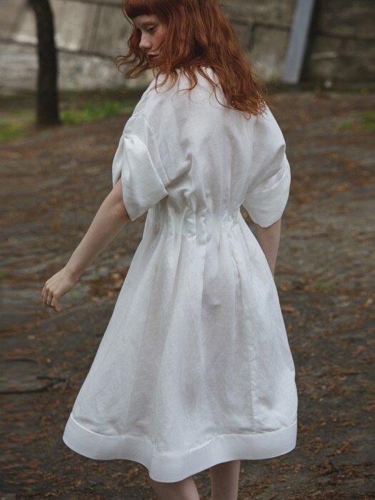  lady linen dress_white