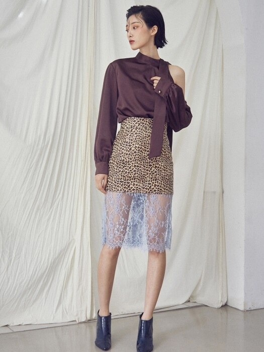 Leopard leather skirt