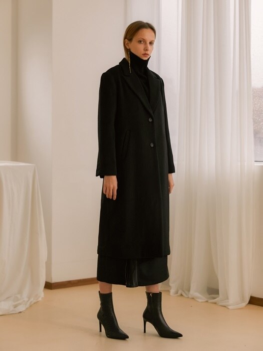 Single Button Coat - black