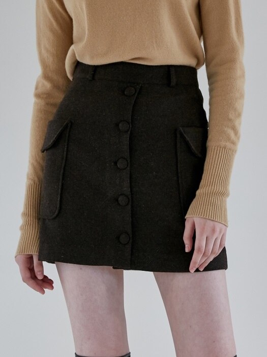 comos94 two-pocket wool skirt (brown)