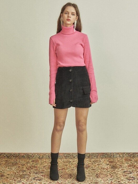 R CORDUROY MINI SKIRT_BK