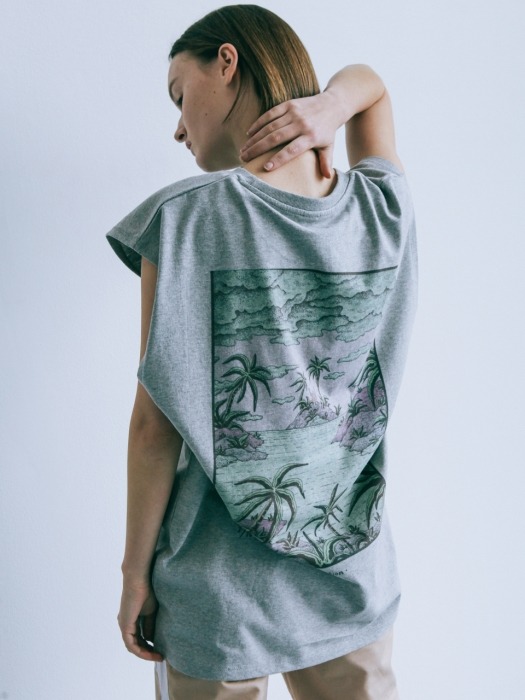 [PIGMILLION x DOPAMIN.C] Hawaii Sleeveless Tee(GREY)