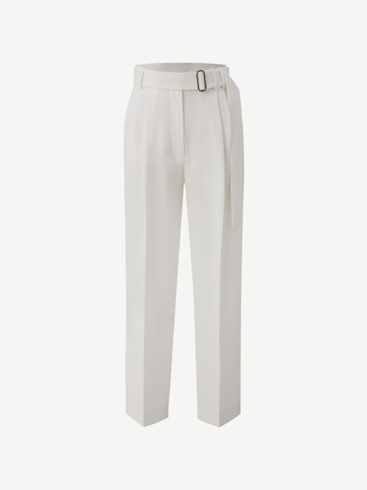 Belted 2-tucks trousers