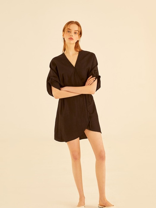 awesome wrap mini dress[black]