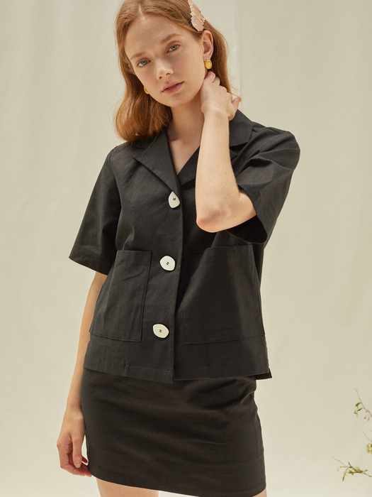 M OP Collar Shirt + M Mini Skirt_BK