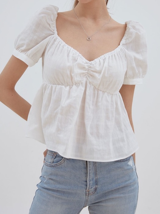 grace shirring blouse [white]