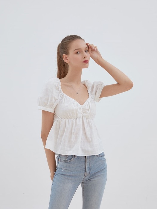 grace shirring blouse [white]