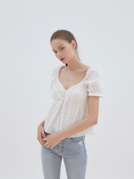 grace shirring blouse [white]