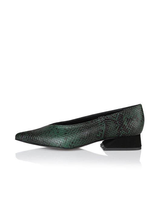 Selma pumps / 19PF-F084 Deep Green Python+Black