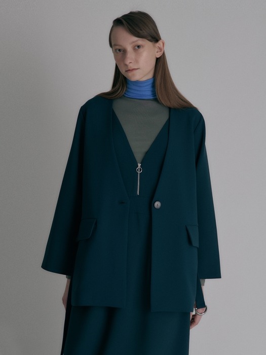 Belted long jacket_Dark Green