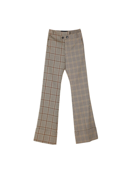 AILEEN FIFTY FIFTY TROUSERS apa278w(BROWN CHECK)
