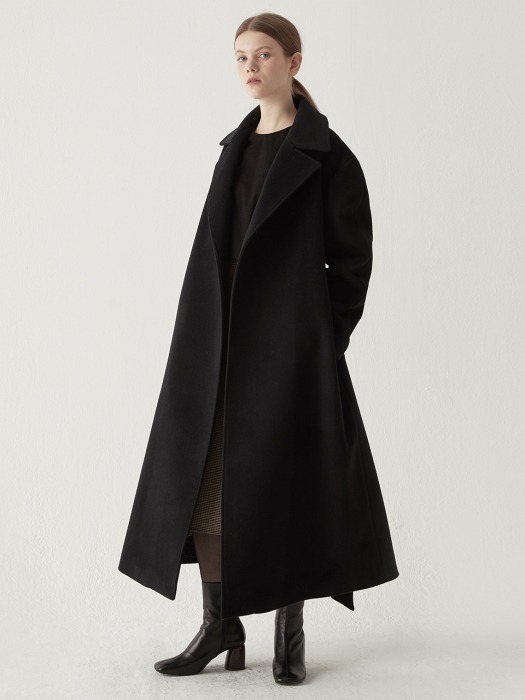 Cashmere blended maxi coat - Black