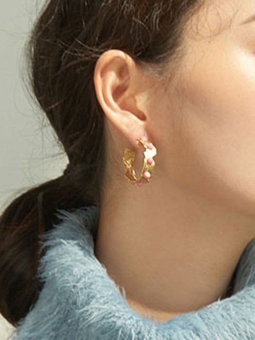 Hoop Stone Earrings_Pink