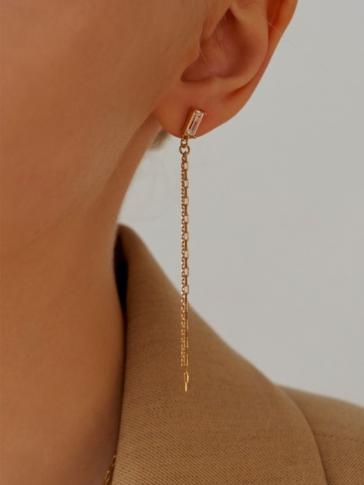 Mini Stick Cubic drop Earring (2color)