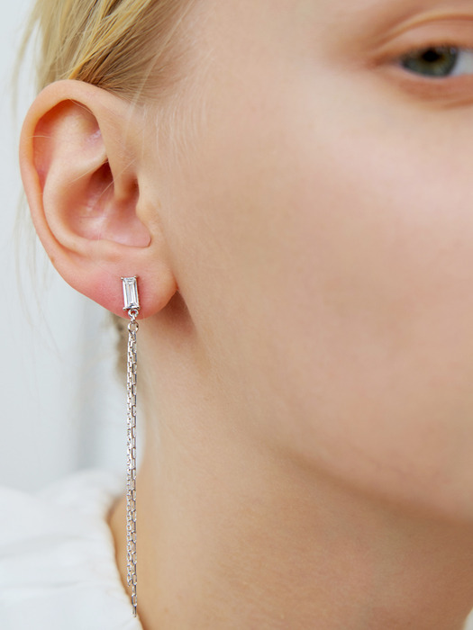 Mini Stick Cubic drop Earring (2color)