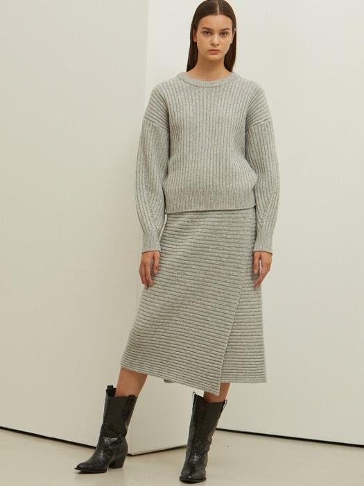 LIGHT GREY WOOL KNIT SKIRT (라이트 그레이 울 니트 스커트)