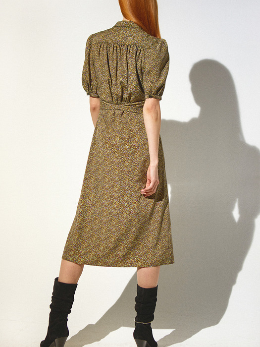 Notched Collar Wrap Dress_Yellow