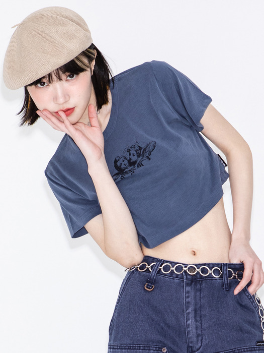 SMALL ANGEL SLIM CROP TEE [DARK BLUE]