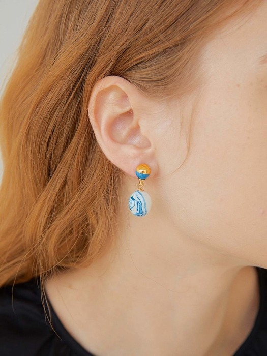 Movement ceramic earring (classic blue1)