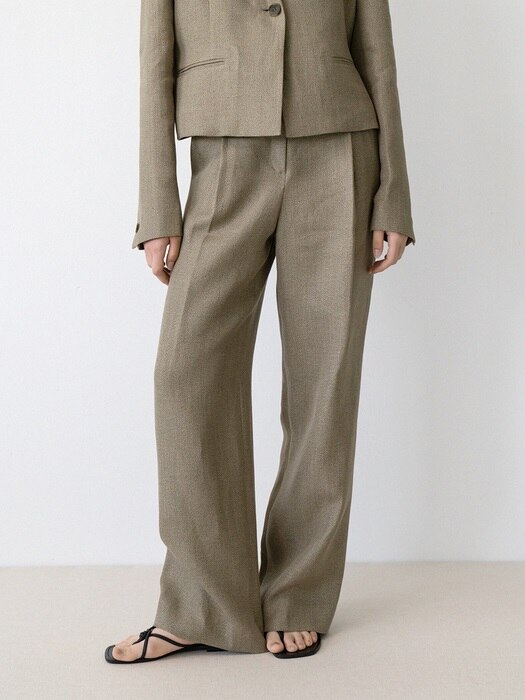 linen wide pants (khaki)