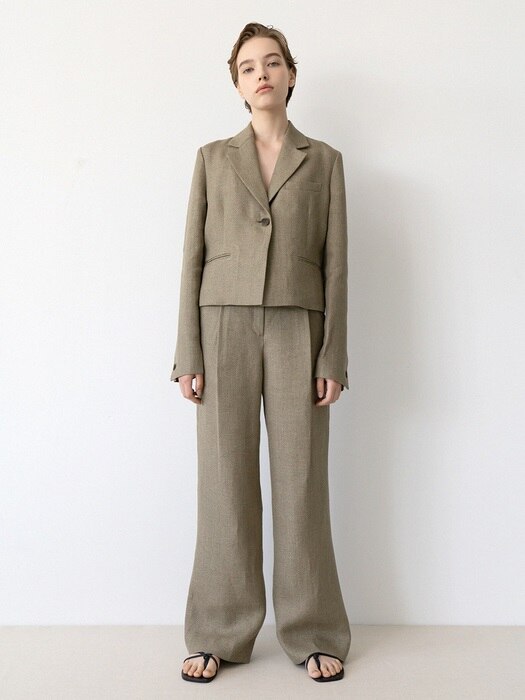 linen wide pants (khaki)