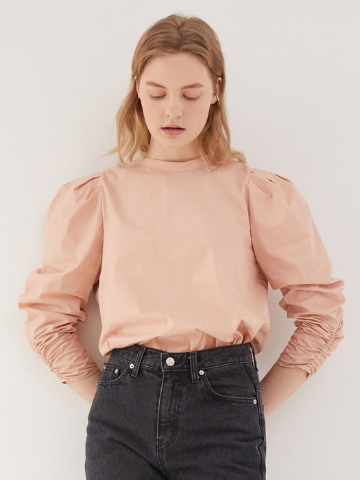 2 way volume blouse - Nude pink