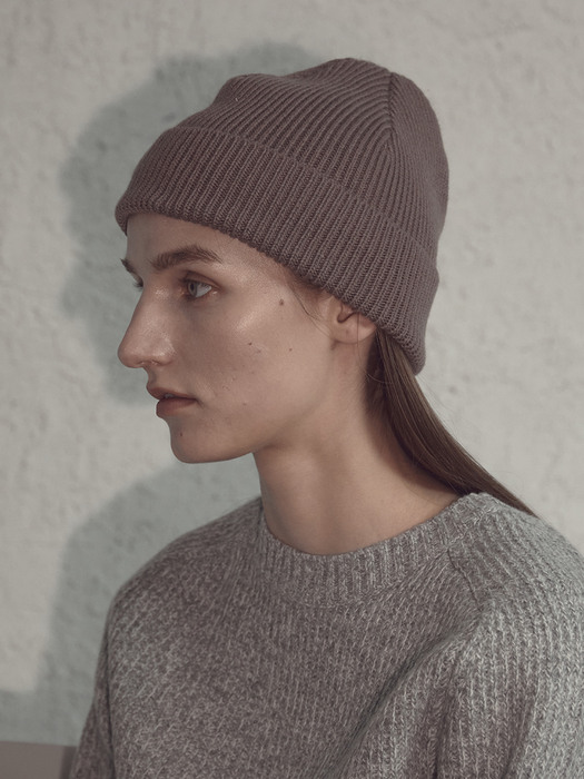 Ribbed Knits Hat (Red Brown)