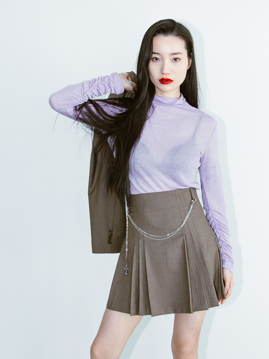 Pleats skirt 2 (khaki brown)