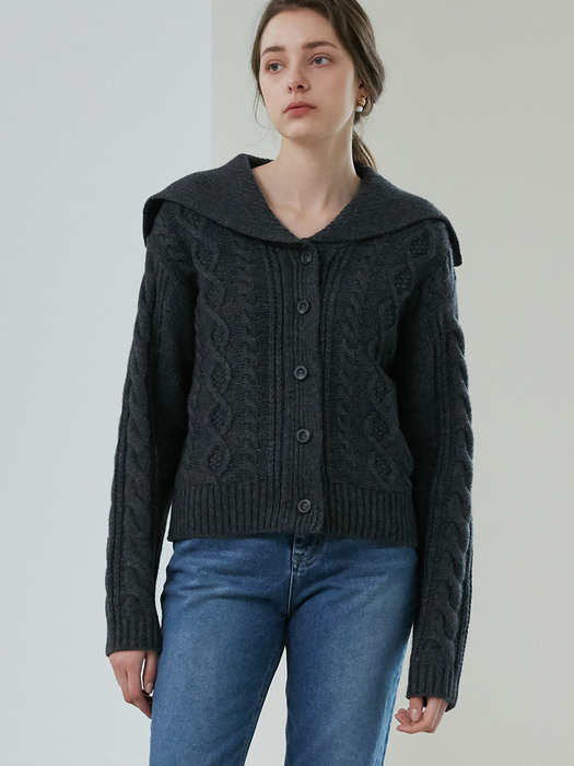 comos460 cable sailor cardigan (charcoal)