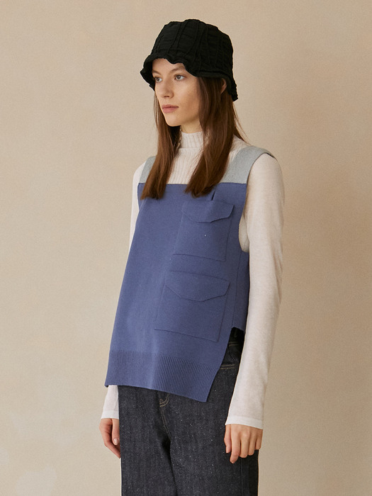 Soo Pocket Vest_Blue