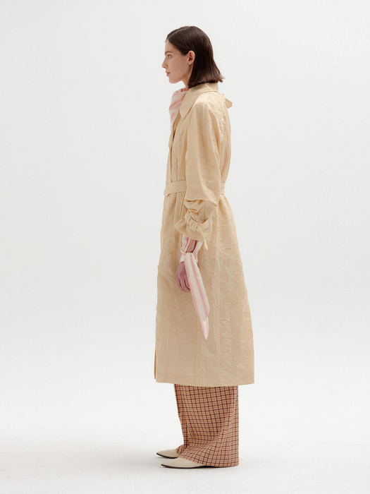 SEIDA Crinkled Trench Coat - Beige