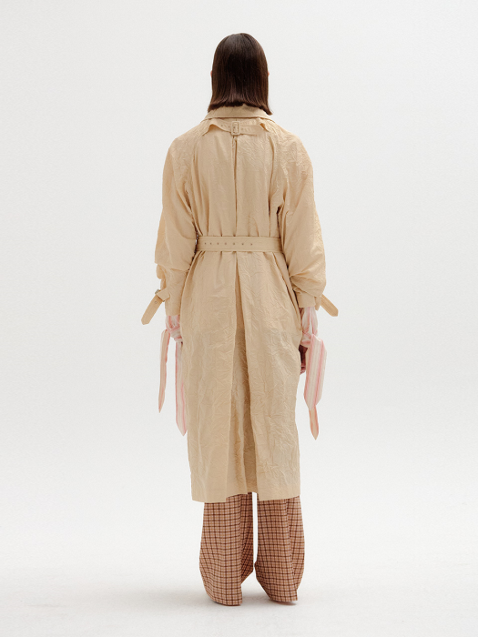 SEIDA Crinkled Trench Coat - Beige