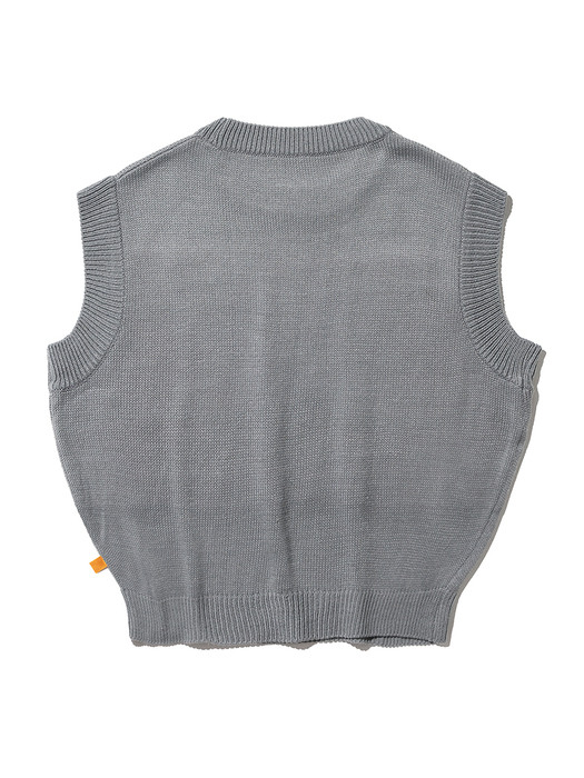 Flower Crop Knit Vest [STONE GREY]