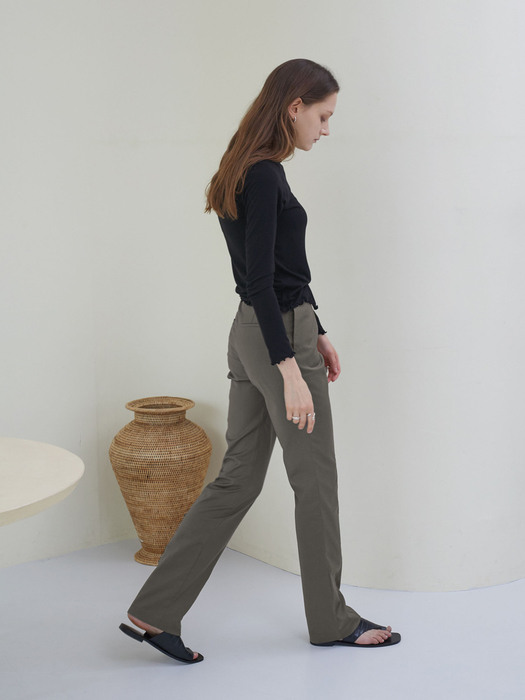 Slim Fit Stitch Trousers - Gray Brown